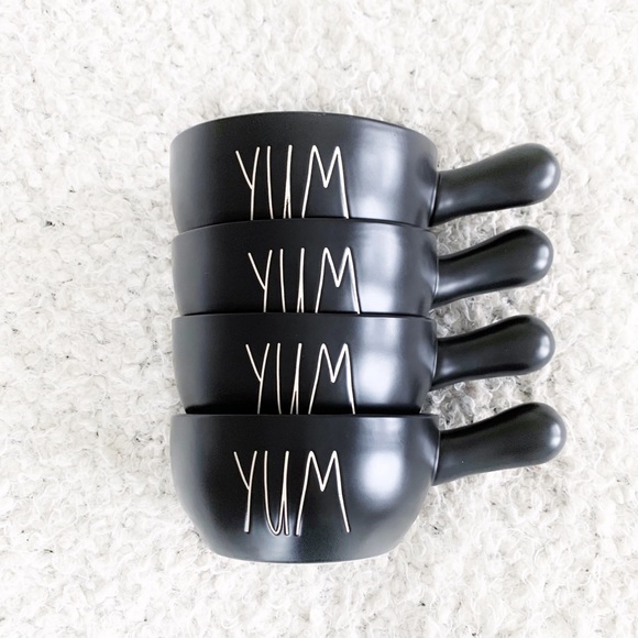 Rae Dunn Other - Rae Dunn Black YUM Bowls with Handle Set of 4 NWT
